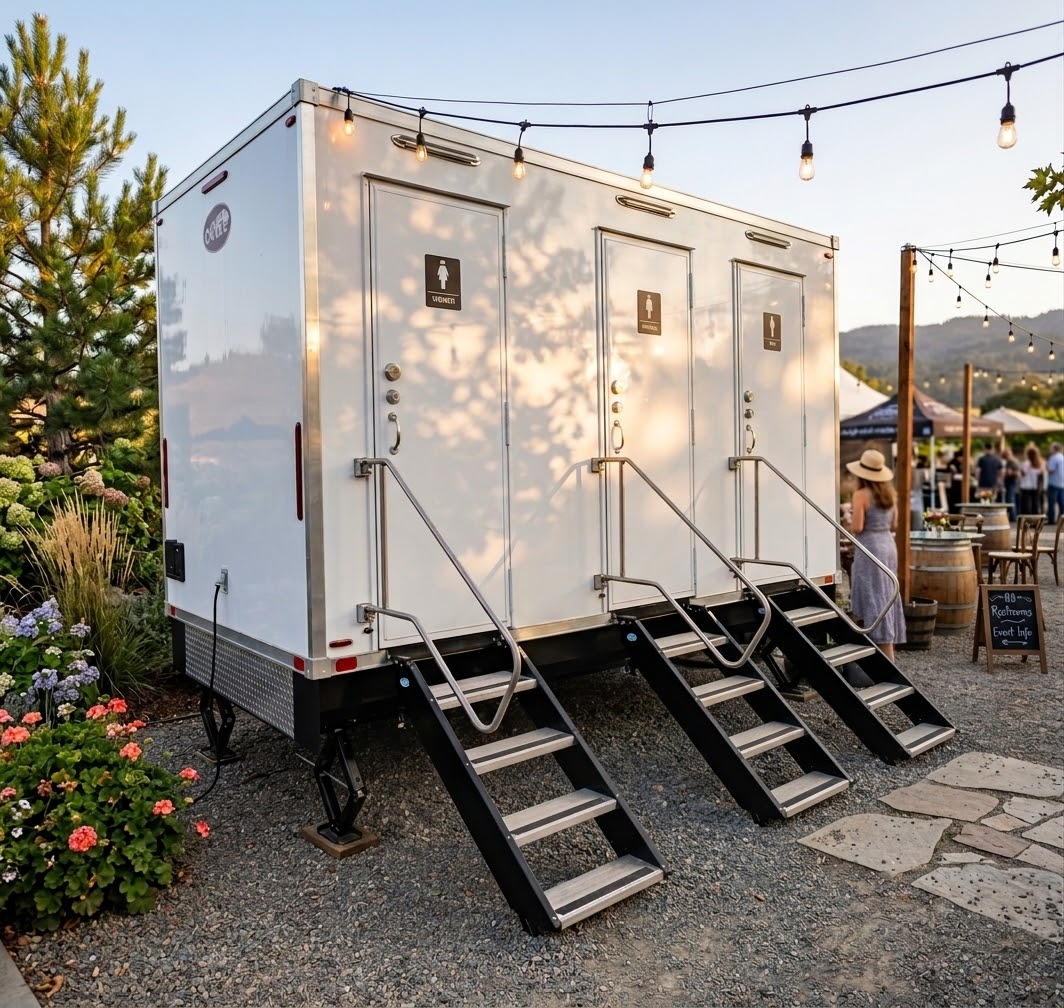 Luxury restroom trailer for private parties and anniversaries